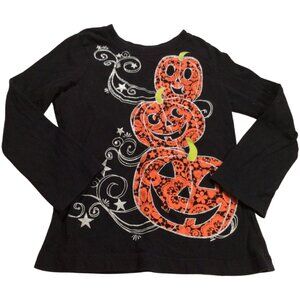 👣 5/$25 - Black Long Sleeve Tee w/ Lace Pumpkin Graphic
